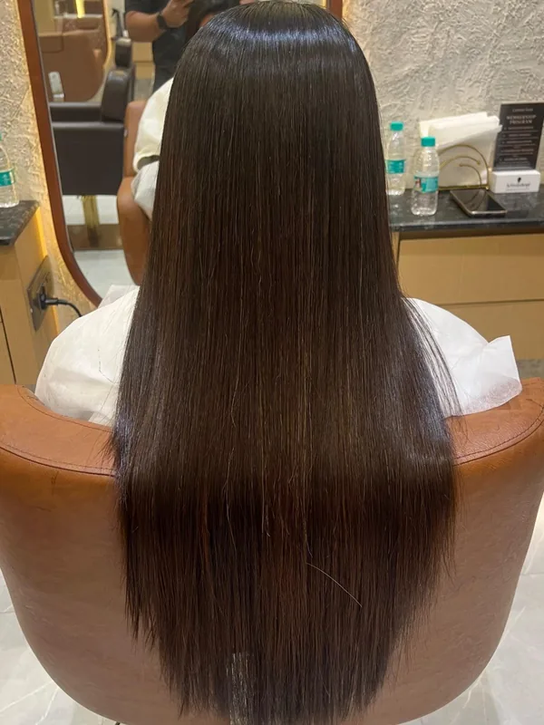 After Nanoplastia — smooth glossy restored hair at L'Amour Luxe Kharghar